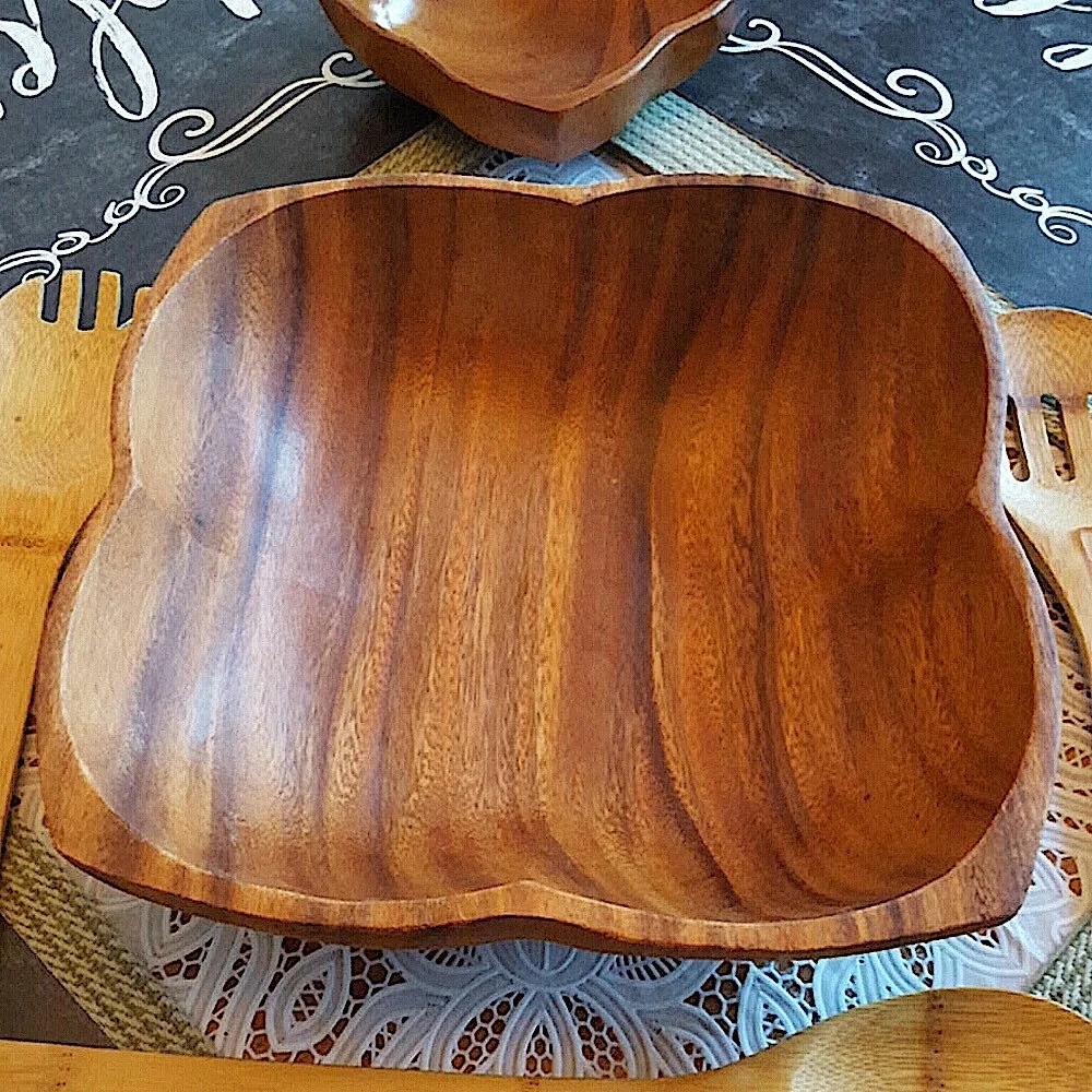 Vintage Set of 5 Monkey Pod Wood Salad Bowls